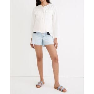 Madewell Maternity Relaxed Denim Shorts Essen Wash Size 28 Raw Hem